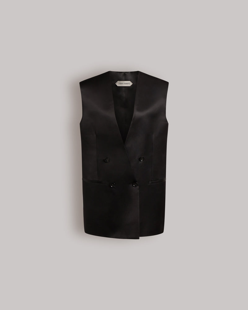 Oversized double-breasted vest 黑色 Alberta Ferretti Boutique Online 0