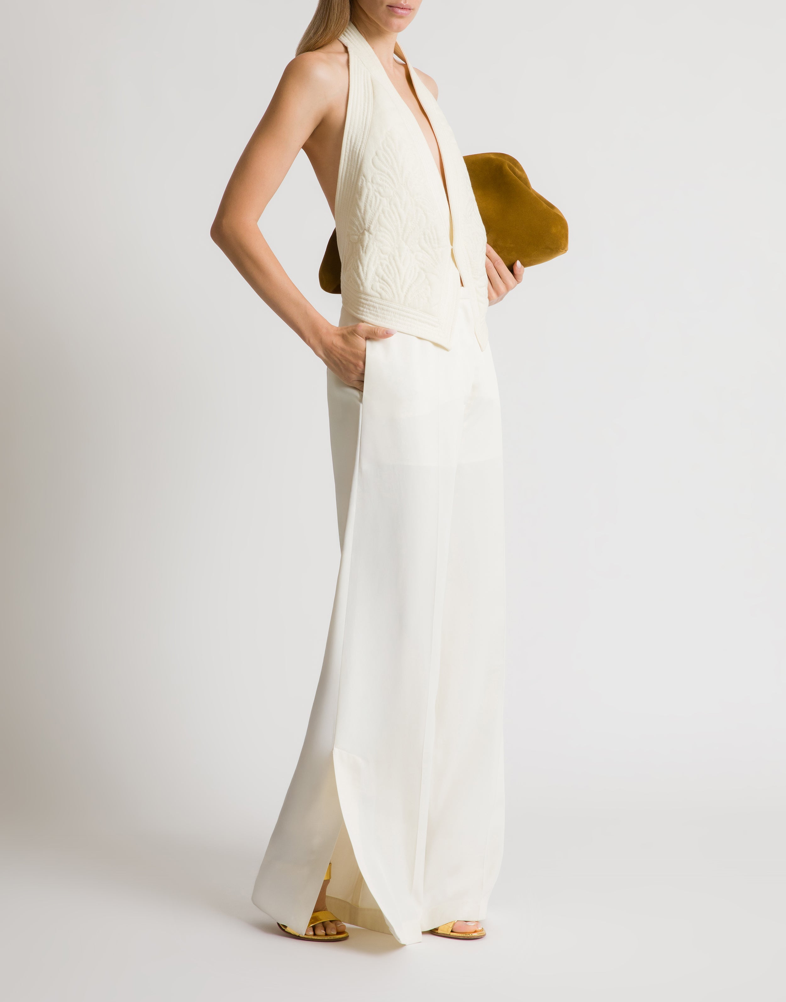 Allege アレッジ Embroidery Gilet Embroidered gilet with open back | Alberta Ferretti