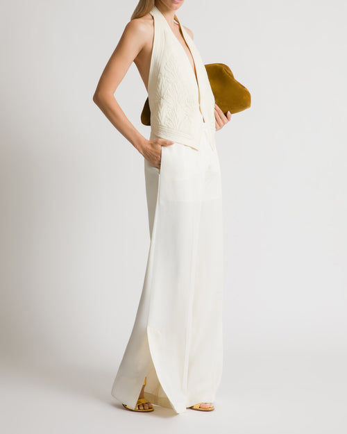 Embroidered gilet with open back White Alberta Ferretti Boutique Online 1