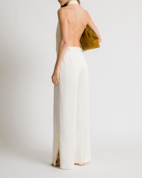 Embroidered gilet with open back