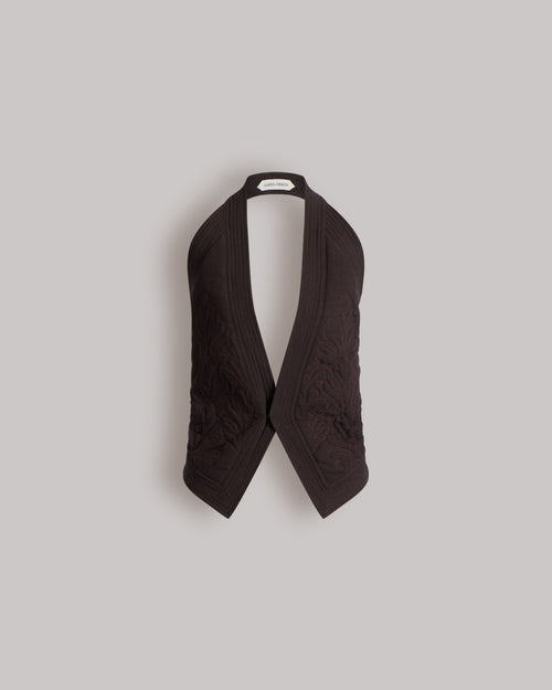 Embroidered gilet with open back Brown Alberta Ferretti Boutique Online 0