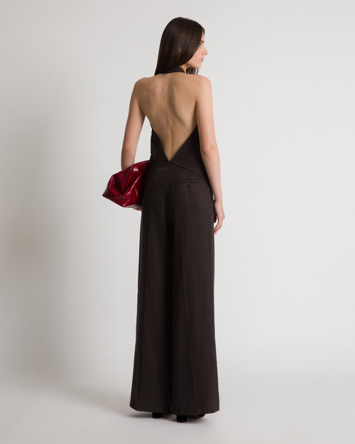 Embroidered gilet with open back