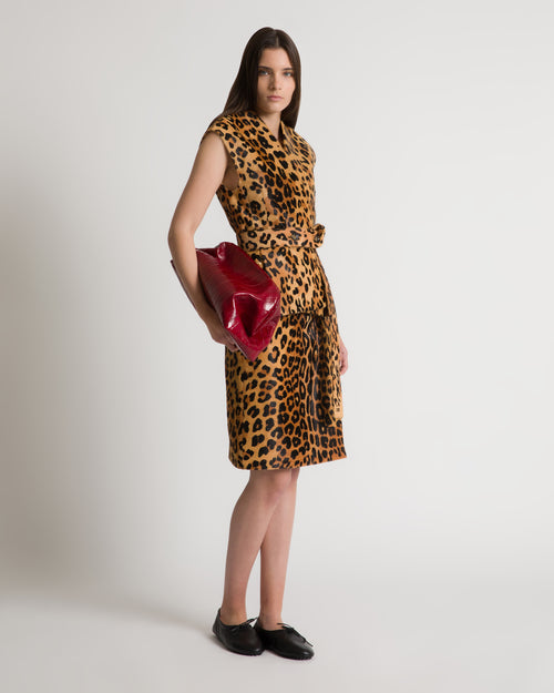 Leopard Print Pony-Effect Leather Skirt Brown Alberta Ferretti Boutique Online 1