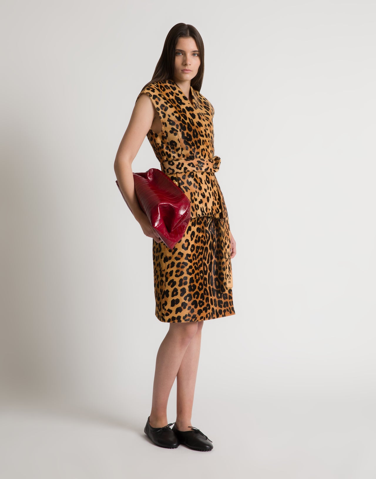 Gonna in pelle cavallino stampa leopardo Marrone Alberta Ferretti Boutique Online 2