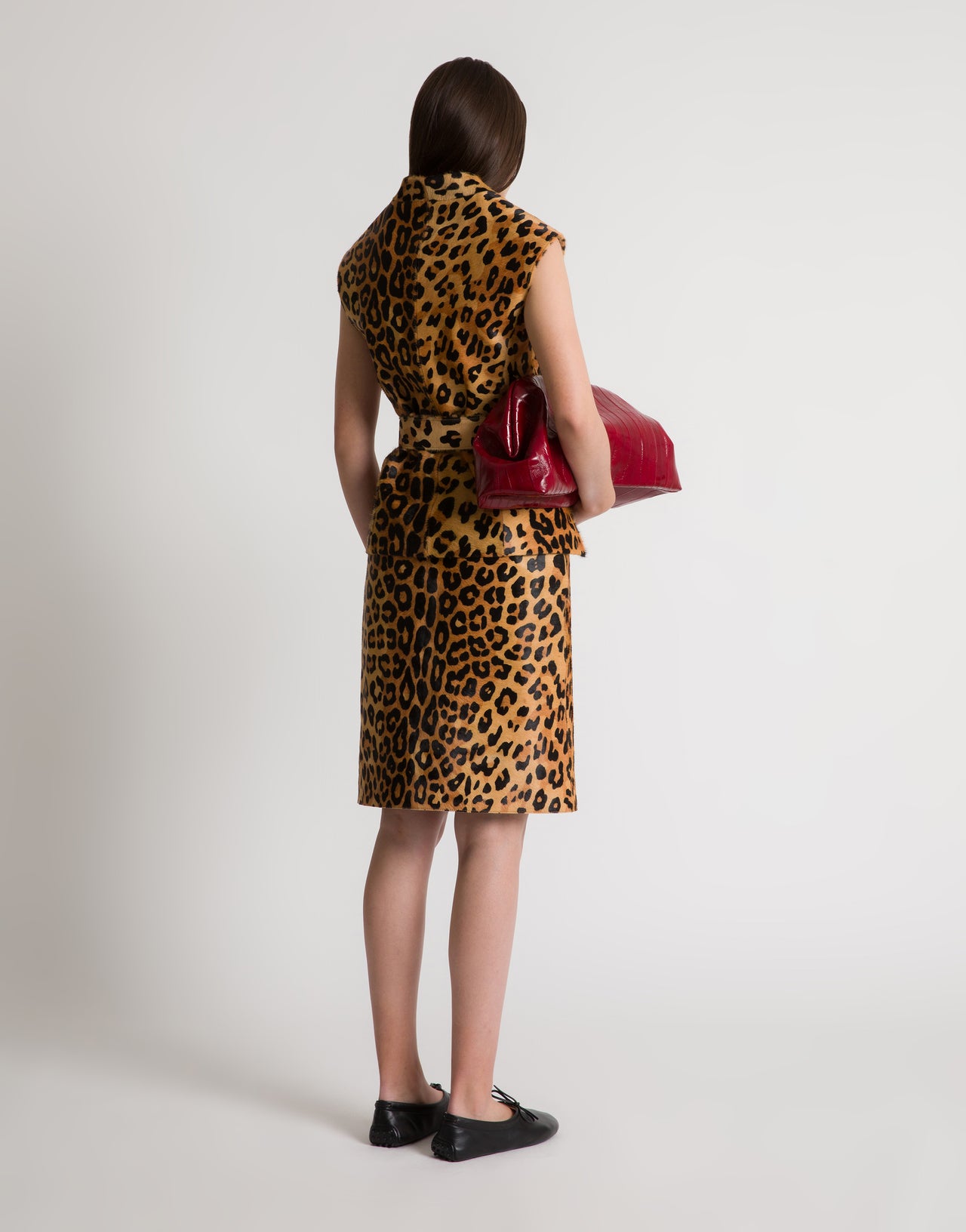 Gonna in pelle cavallino stampa leopardo Marrone Alberta Ferretti Boutique Online 3
