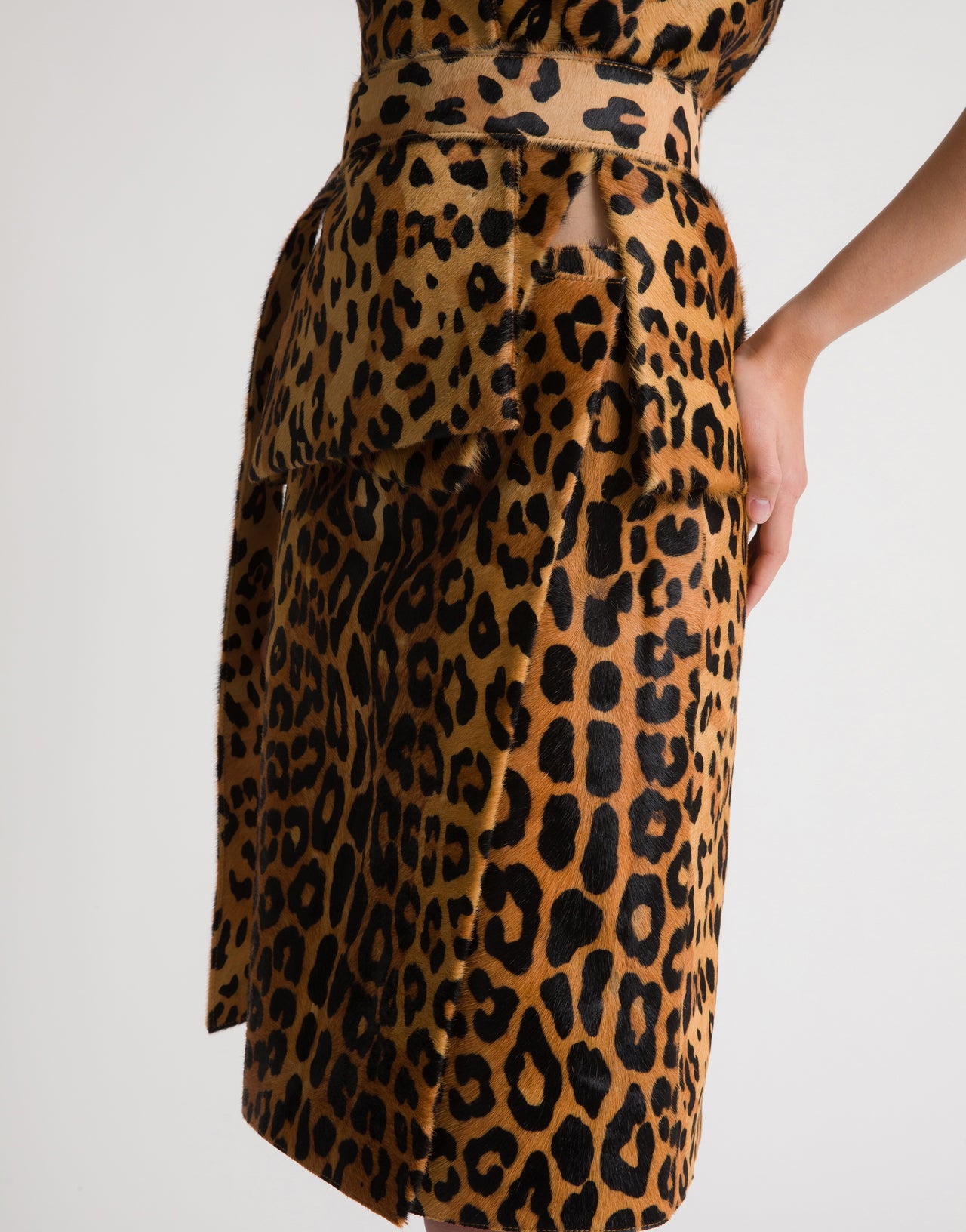 Gonna in pelle cavallino stampa leopardo Marrone Alberta Ferretti Boutique Online 4