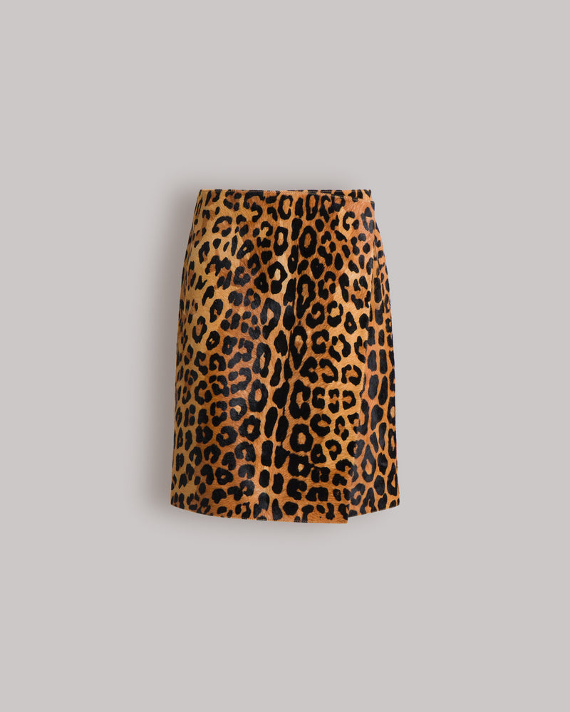Gonna in pelle cavallino stampa leopardo Marrone Alberta Ferretti Boutique Online 0
