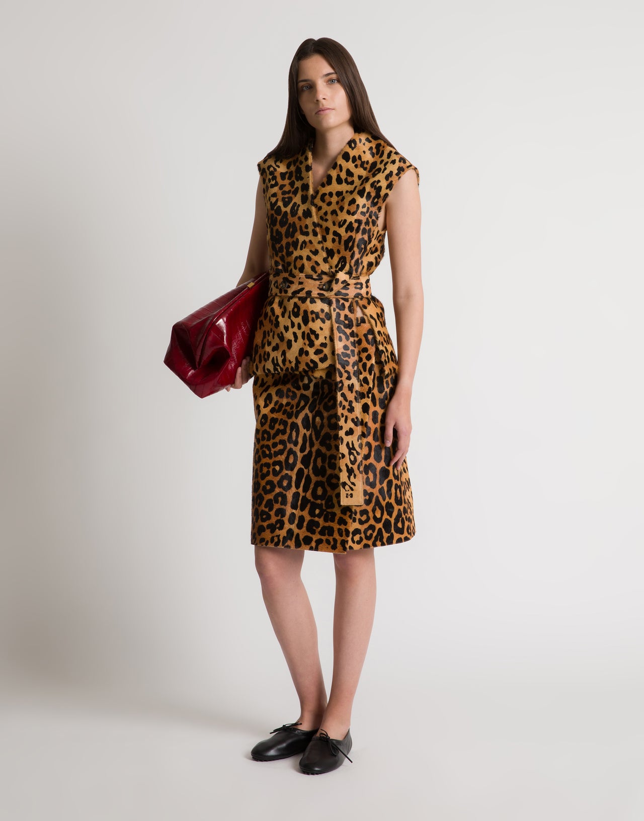 Chaleco de piel de potro con estampado de leopardo Marrón Alberta Ferretti Boutique Online 2