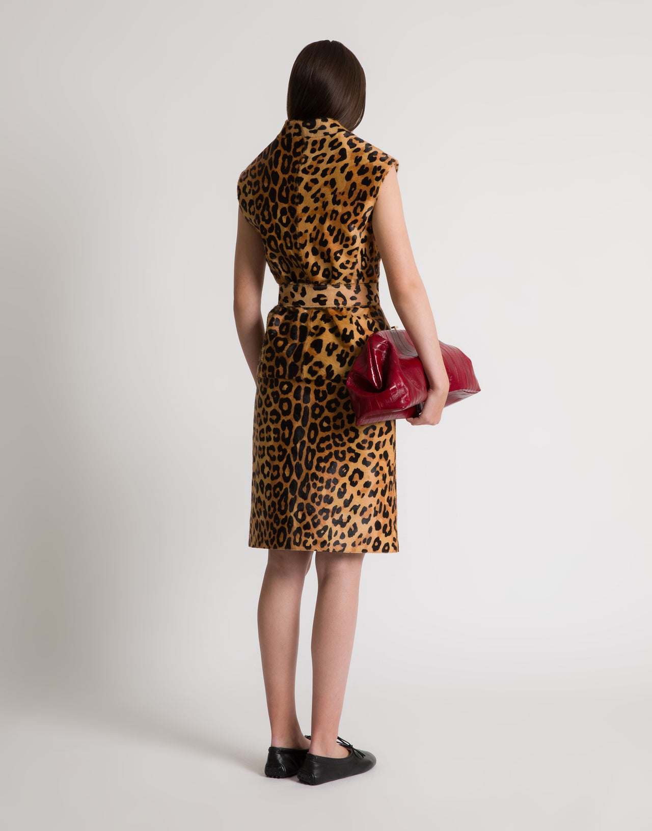 Chaleco de piel de potro con estampado de leopardo Marrón Alberta Ferretti Boutique Online 3