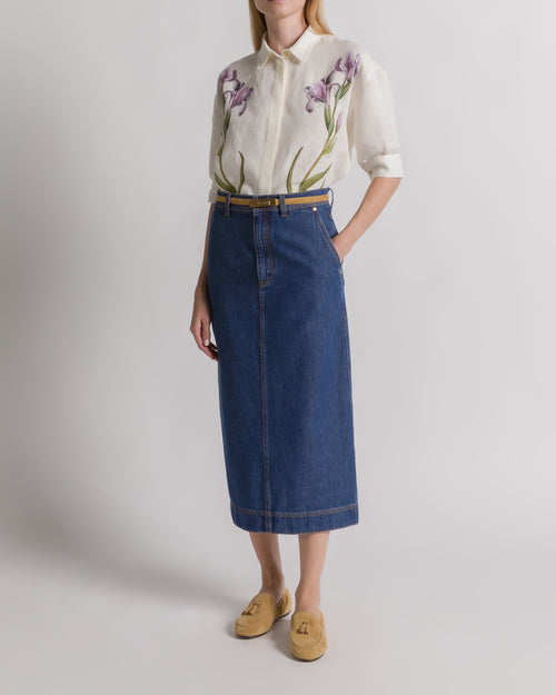 Denim midi skirt Blue Alberta Ferretti Boutique Online 1