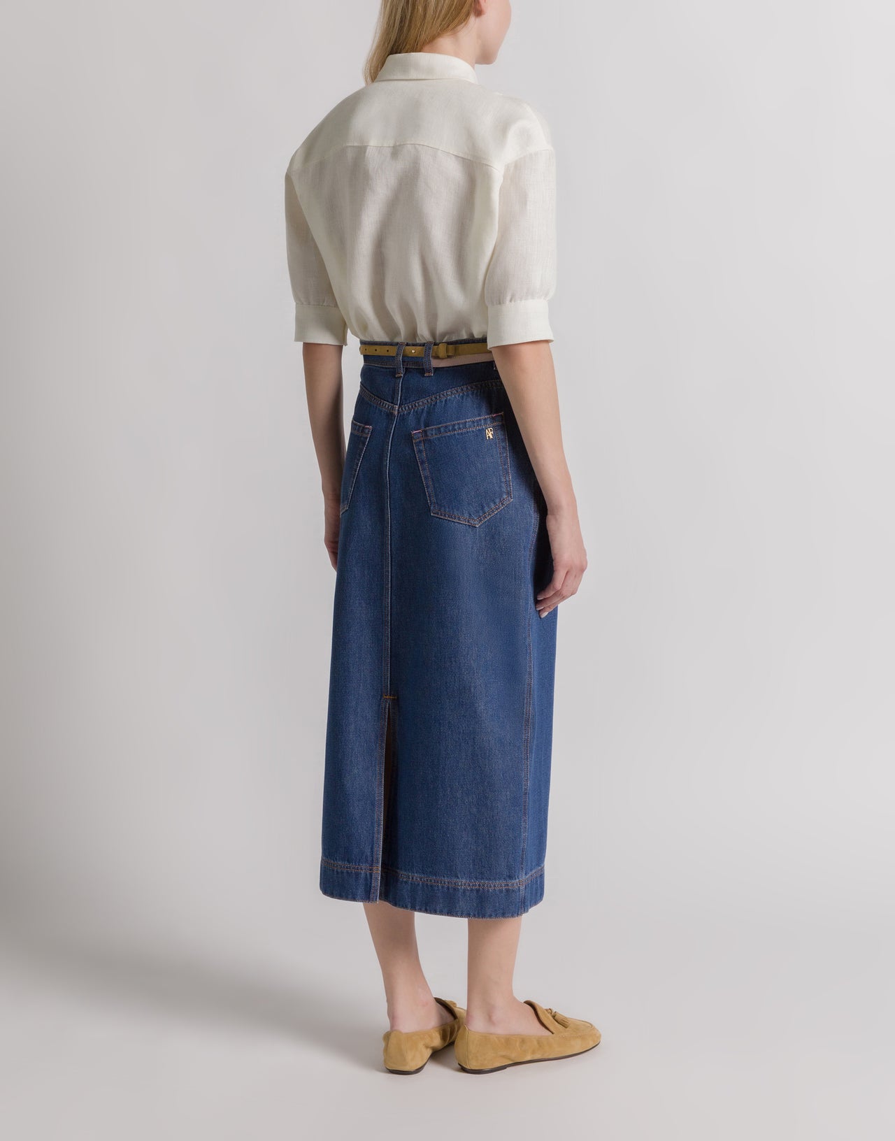 Gonna midi in denim Blu Alberta Ferretti Boutique Online 3