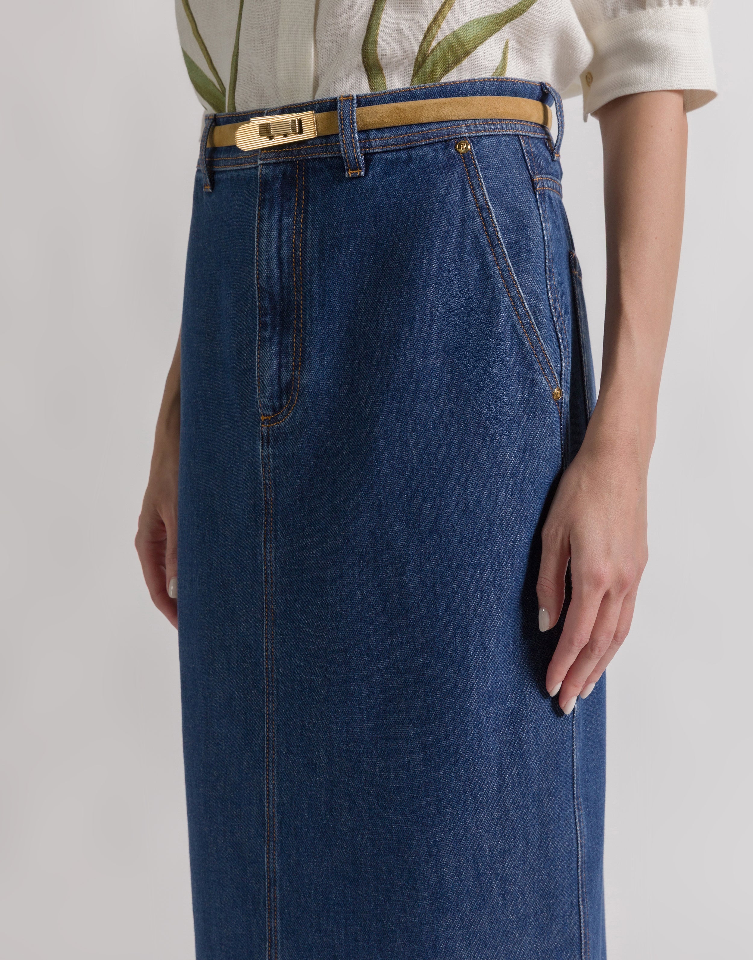 Denim midi skirt | Alberta Ferretti