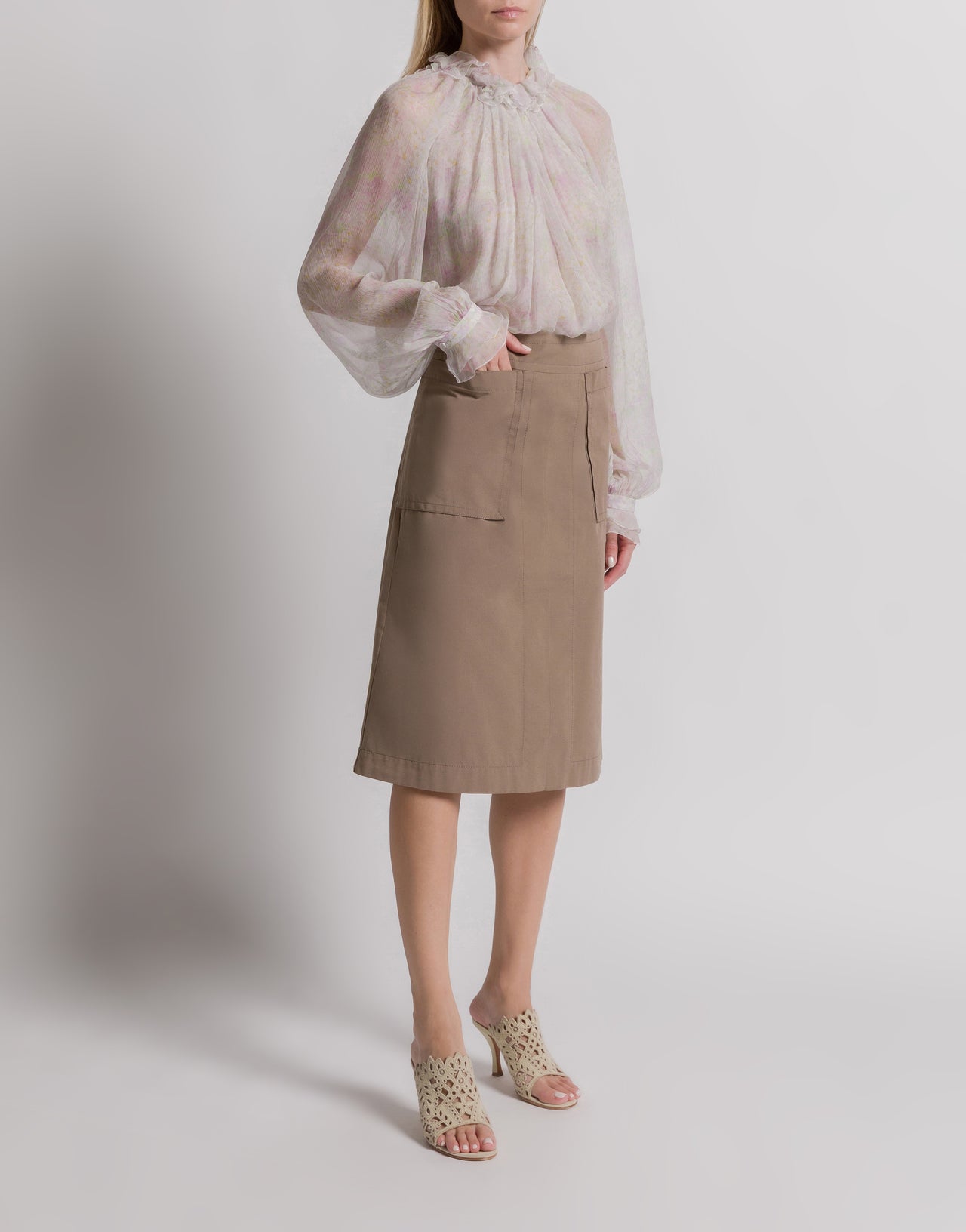 Utility cotton midi skirt Brown Alberta Ferretti Boutique Online 2