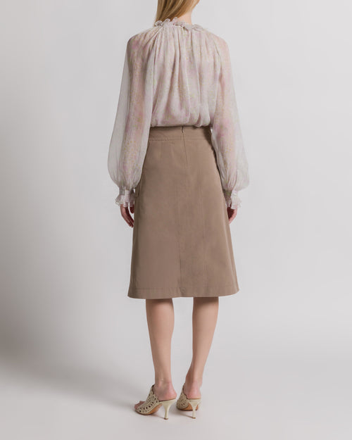 Utility cotton midi skirt