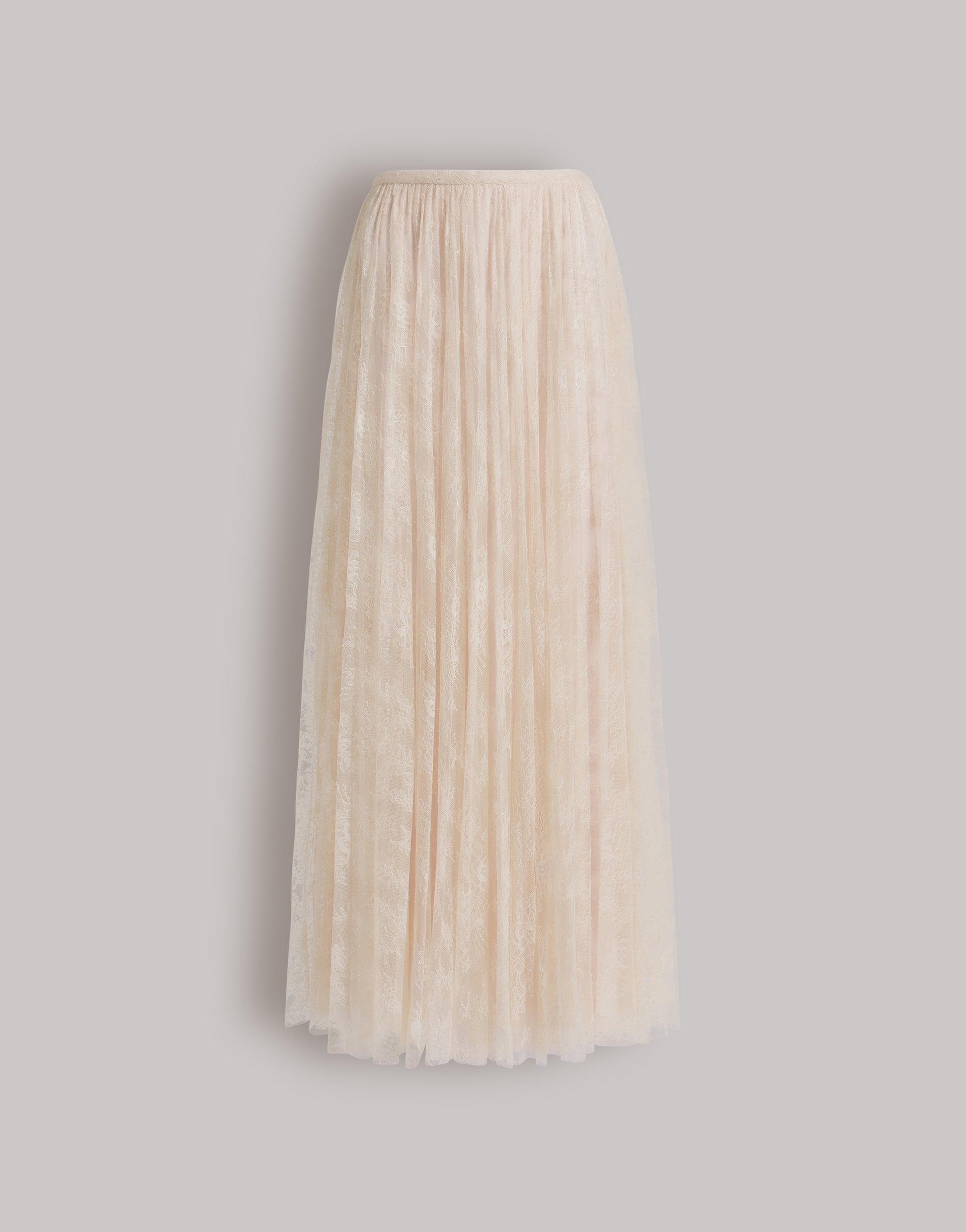 Pleated lace long skirt
