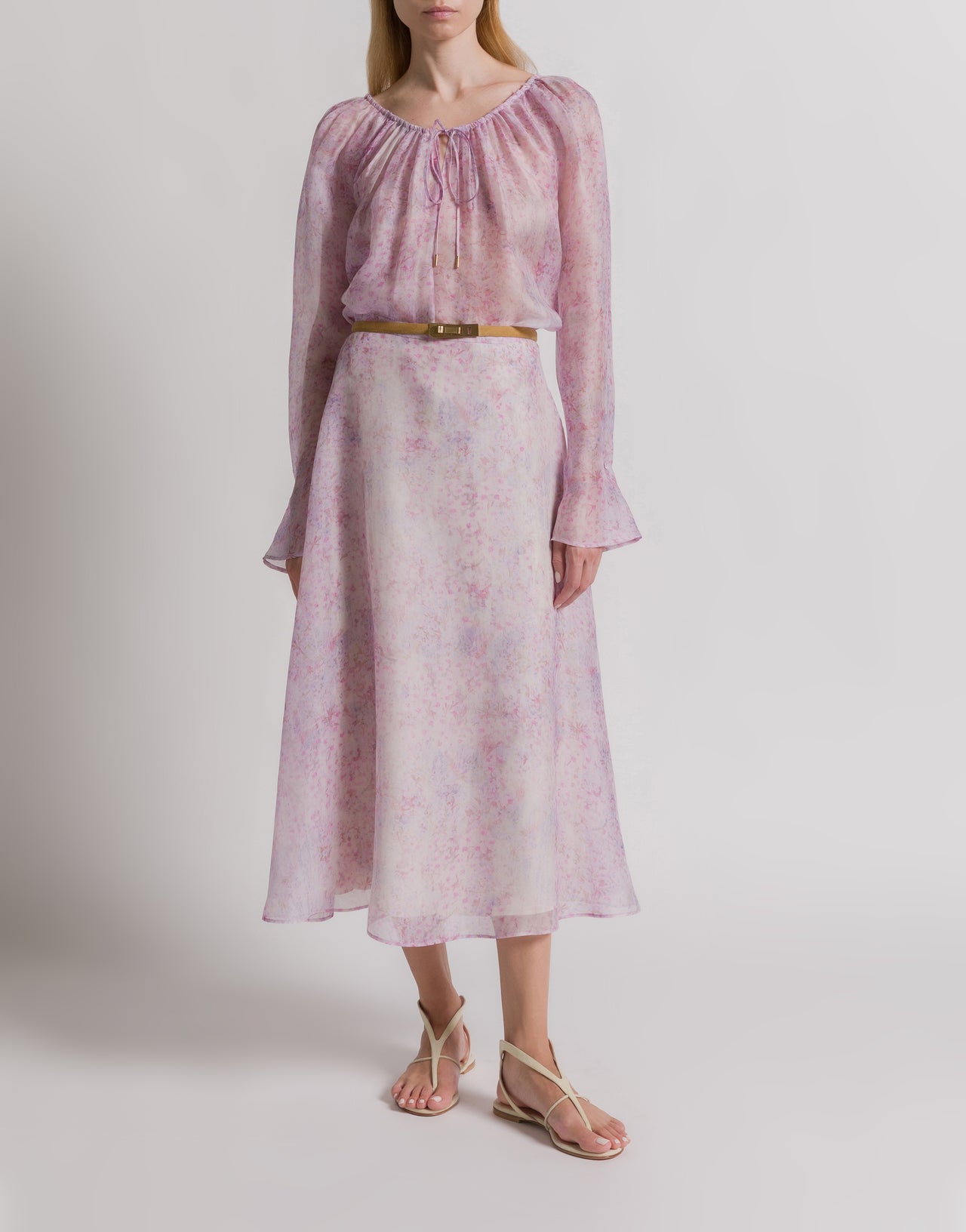 Silk organza skirt with floral print Pink Alberta Ferretti Boutique Online 2