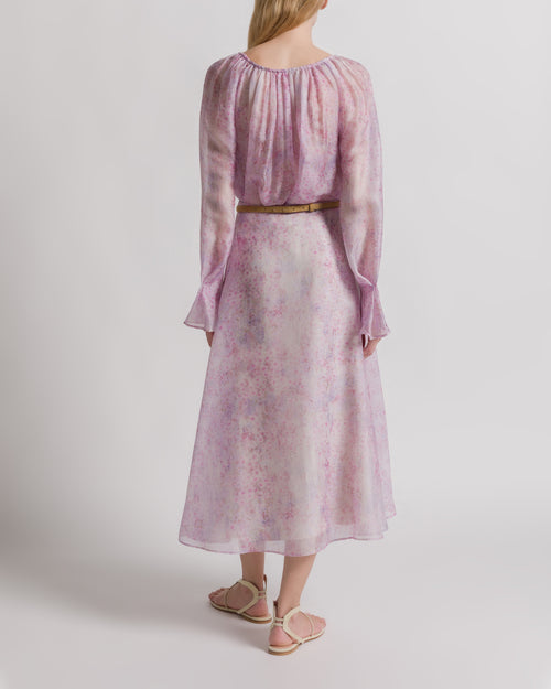 Silk organza skirt with floral print