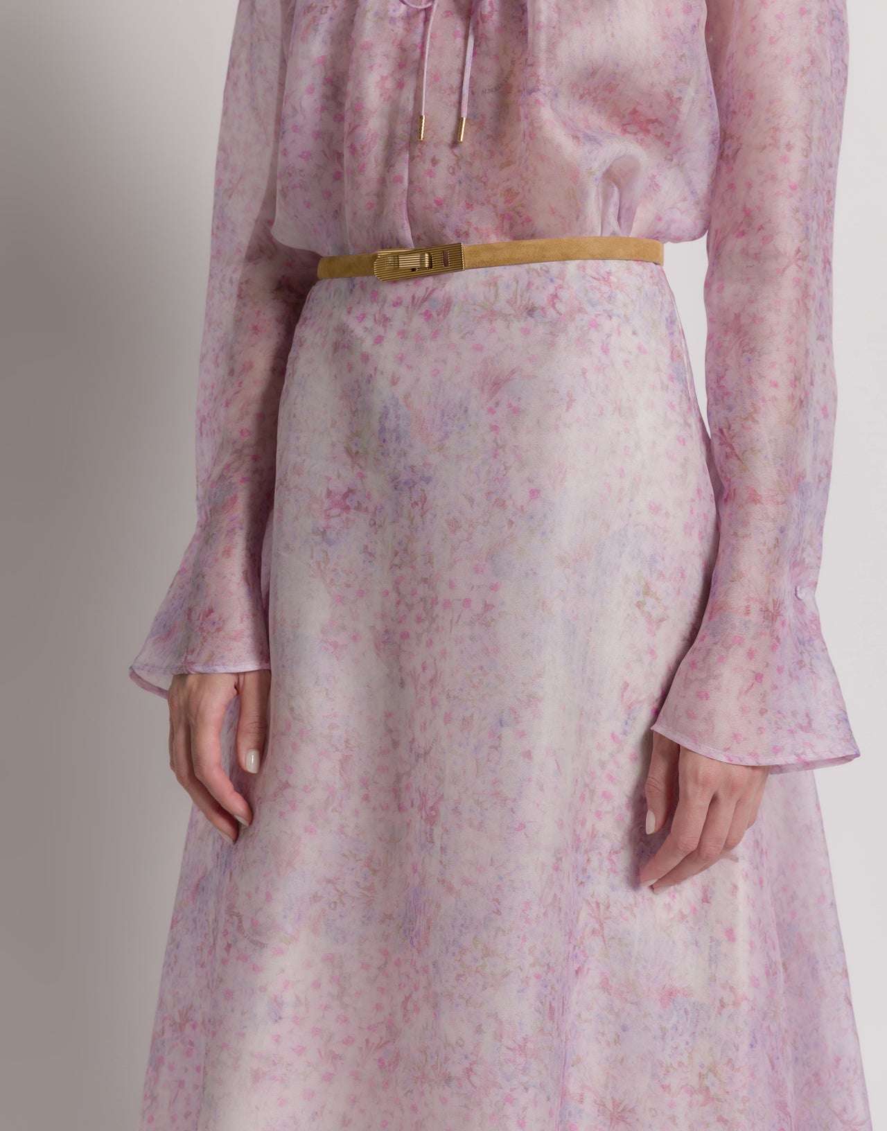 Silk organza skirt with floral print Pink Alberta Ferretti Boutique Online 4
