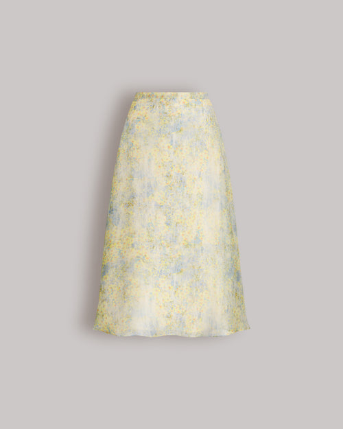 Silk organza skirt with floral print Yellow Alberta Ferretti Boutique Online 0