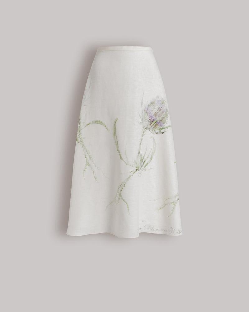 Linen skirt with thistle print Ivory Alberta Ferretti Boutique Online 0