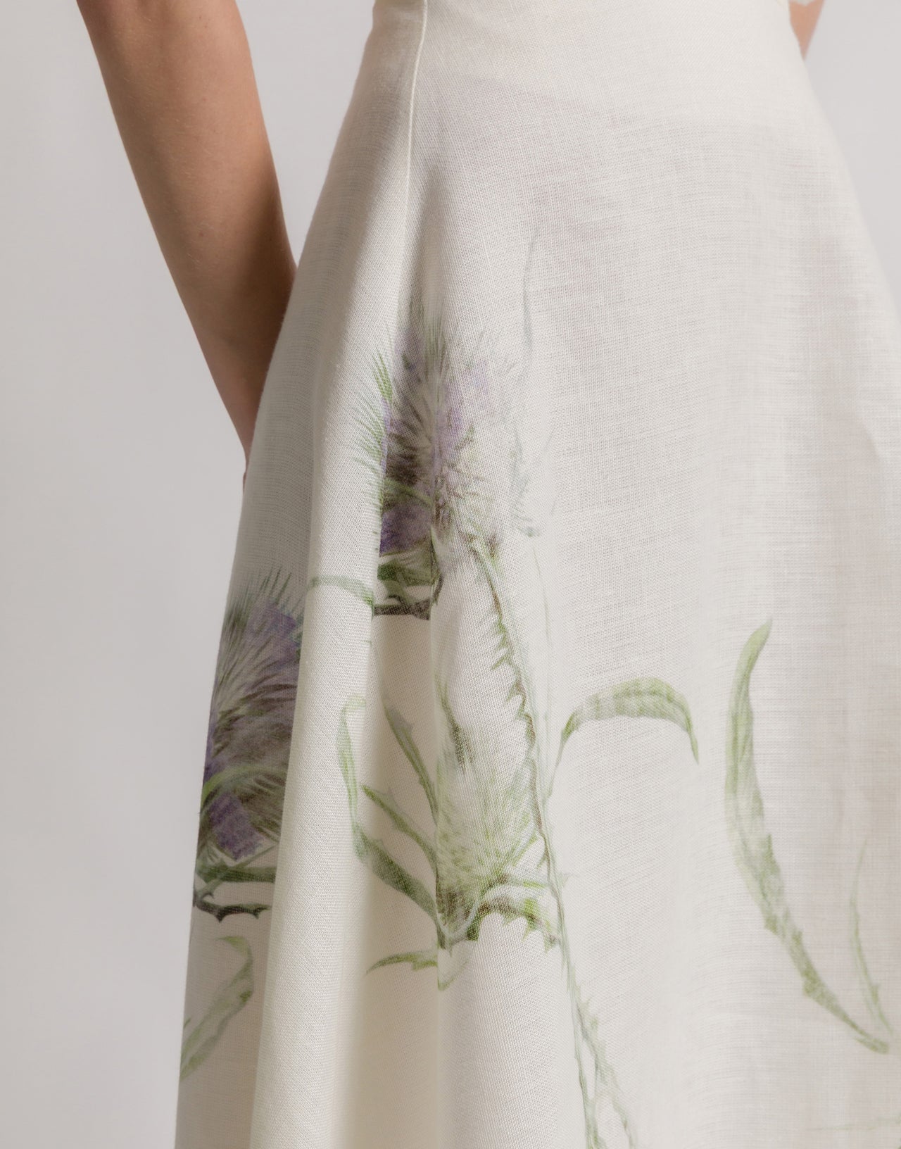 Linen skirt with thistle print Ivory Alberta Ferretti Boutique Online 3