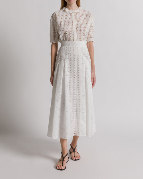 Jupe longue en dentelle Sangallo Blanc Alberta Ferretti Boutique Online 1