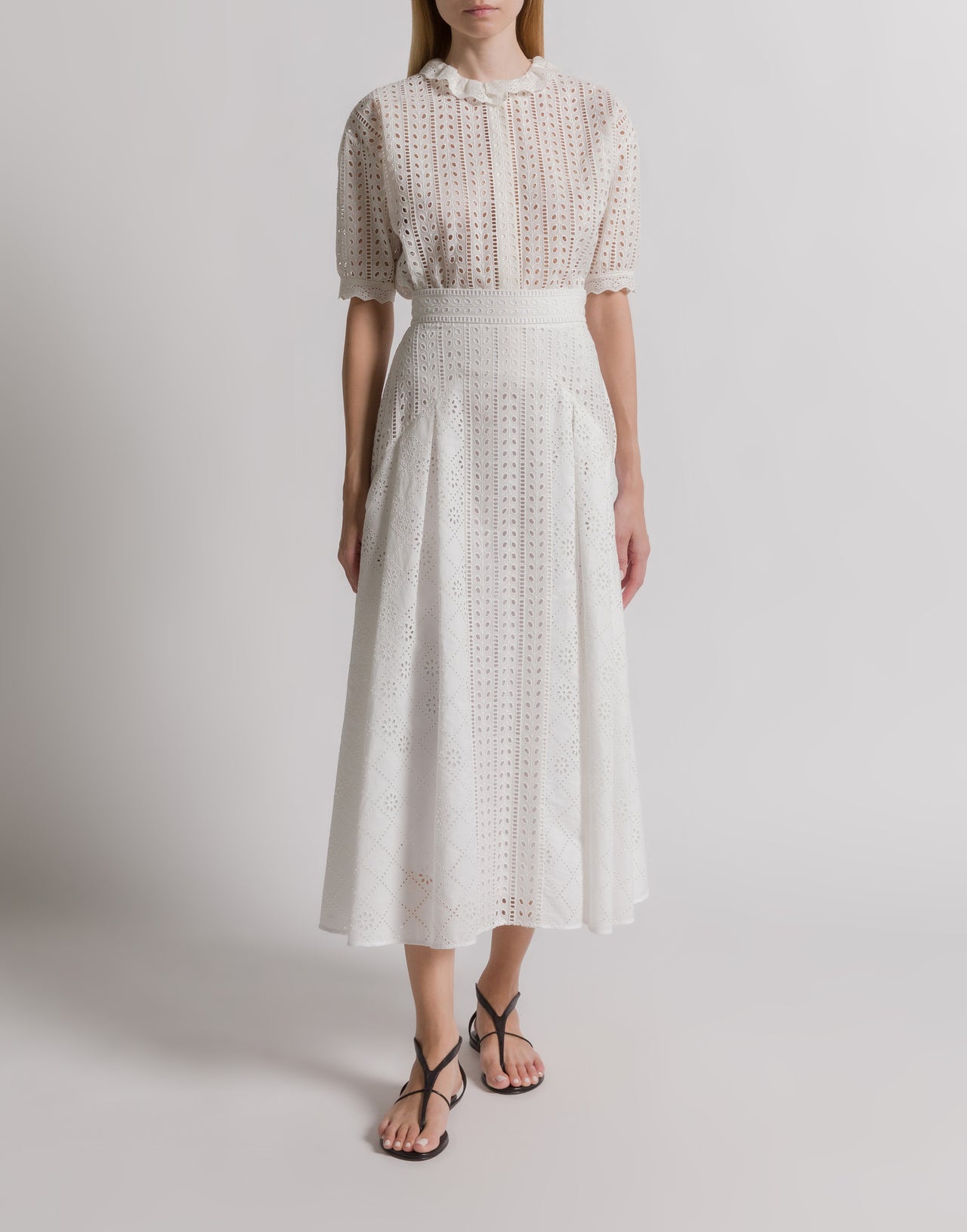 Jupe longue en dentelle Sangallo Blanc Alberta Ferretti Boutique Online 2