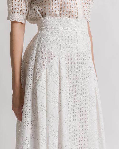 Jupe longue en dentelle Sangallo
