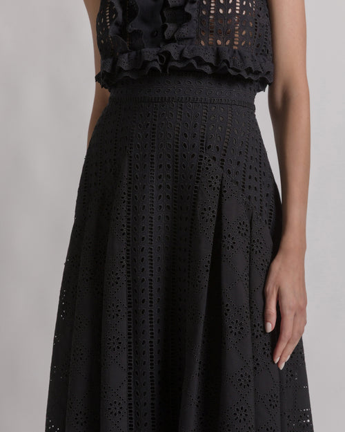 Jupe longue en dentelle Sangallo