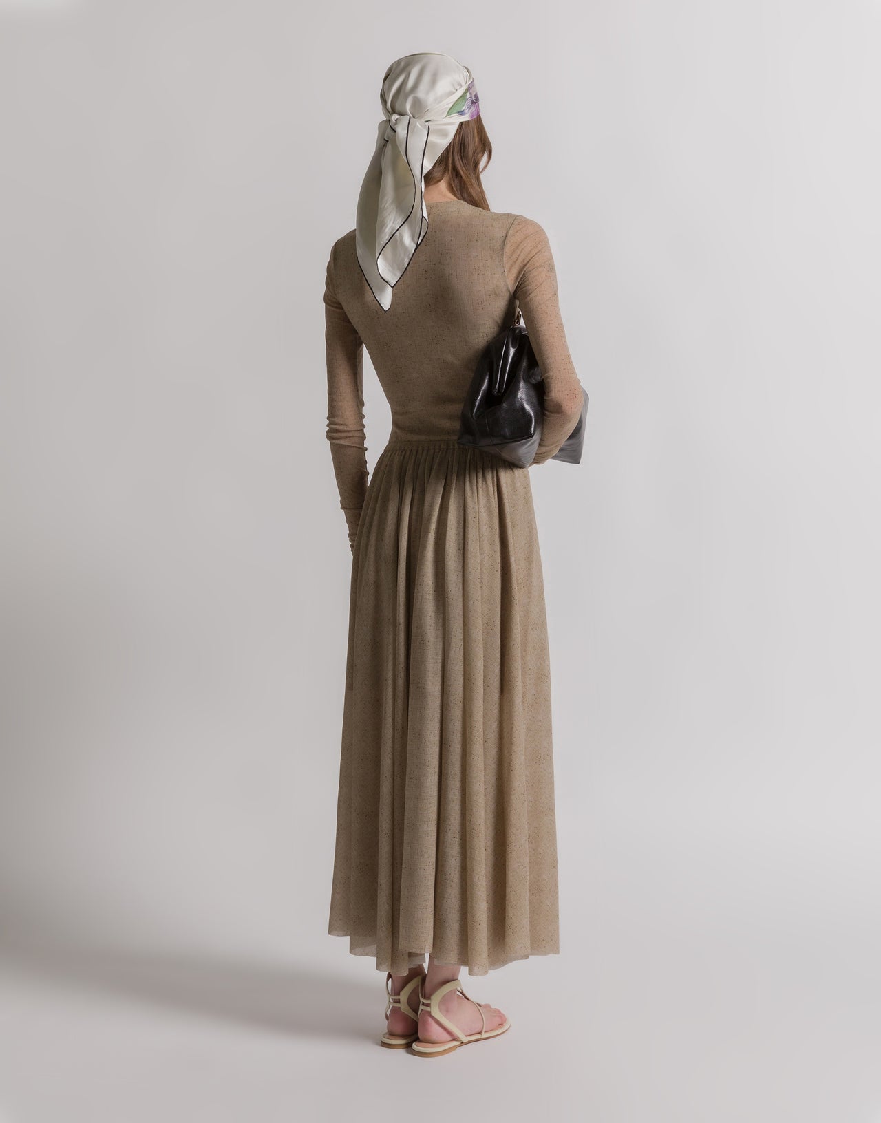 Gonna a pieghe in tulle stampato Beige Alberta Ferretti Boutique Online 2