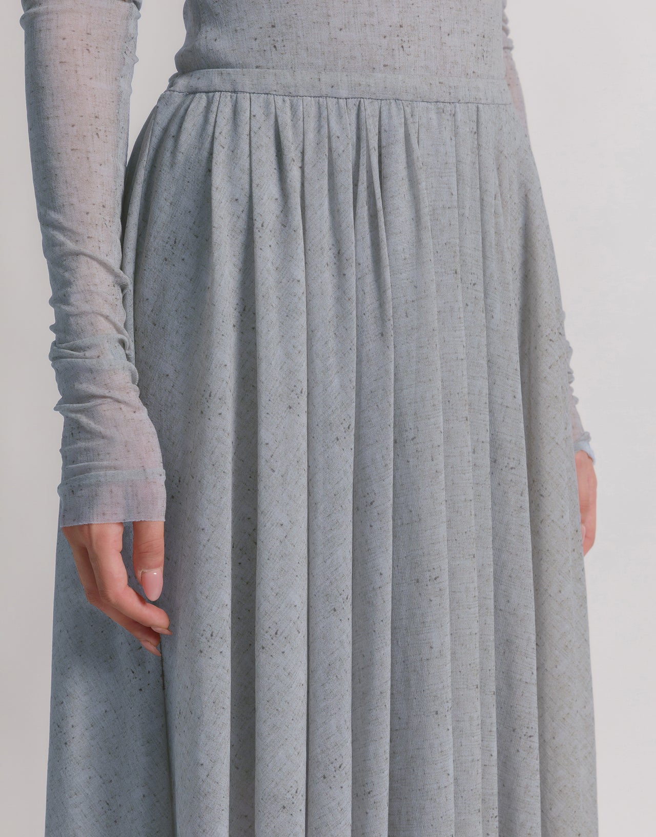 Printed tulle pleated skirt Light blue Alberta Ferretti Boutique Online 4