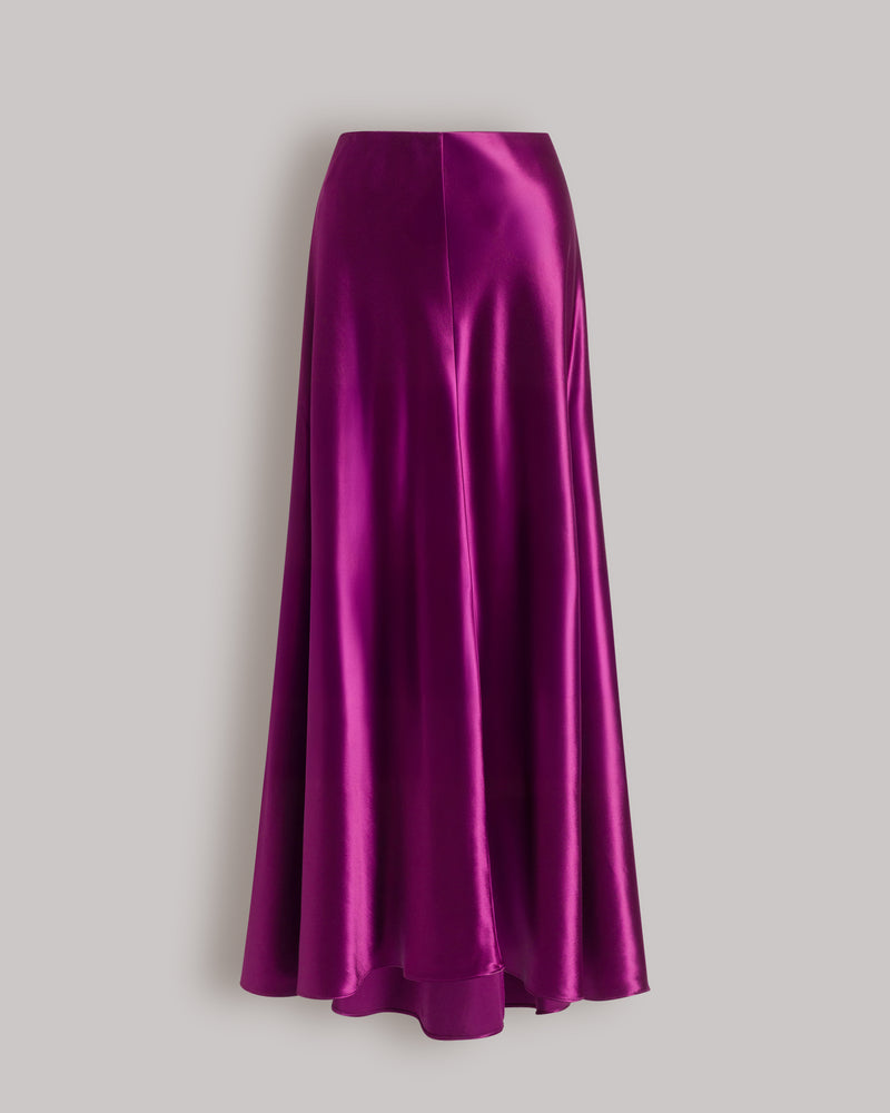Glossy satin long skirt Purple Alberta Ferretti Boutique Online 0