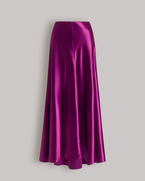 Glossy satin long skirt Purple Alberta Ferretti Boutique Online 0