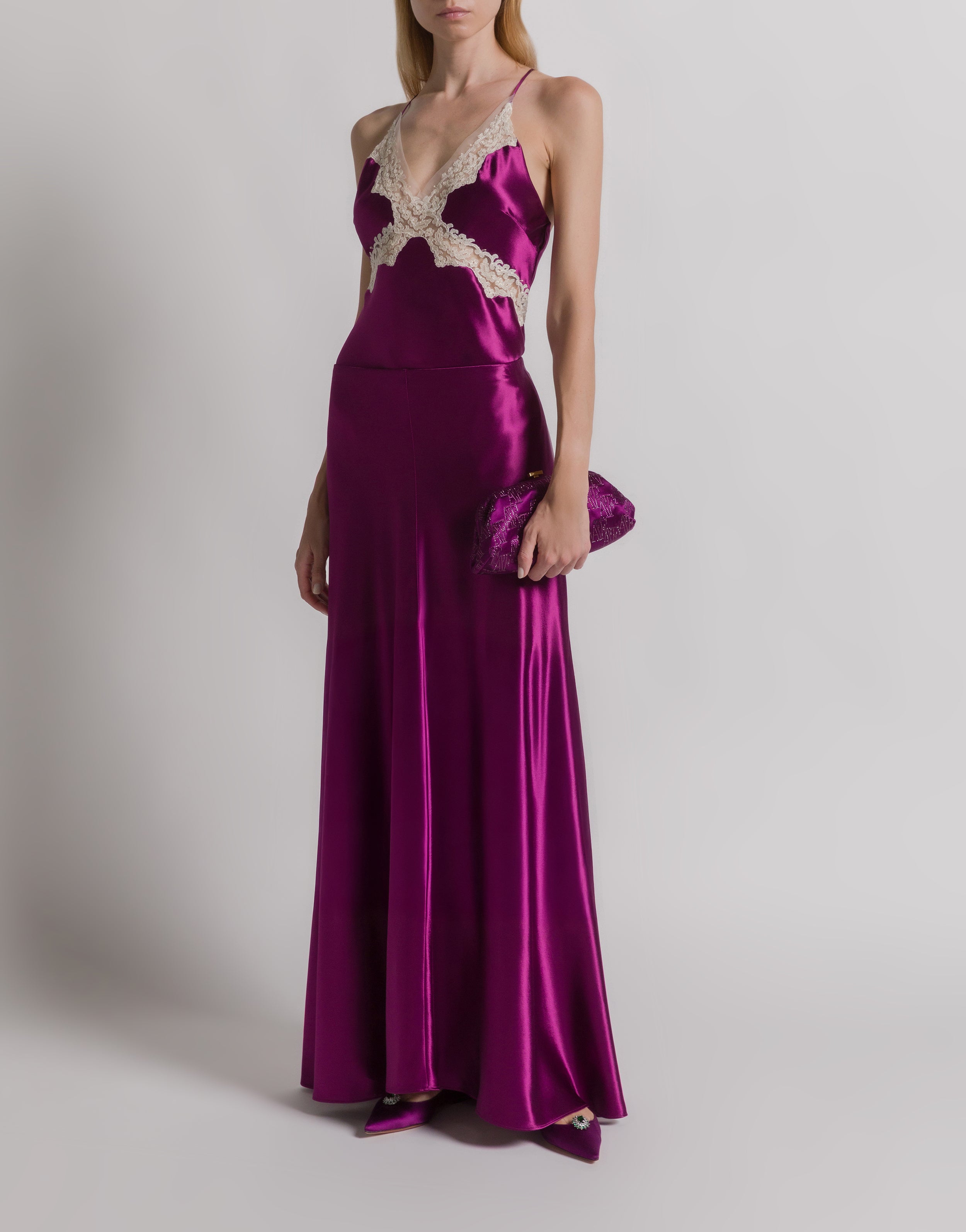 im perf Double Satin Long Skirt エクリュ　36 Glossy satin long skirt | Alberta Ferretti