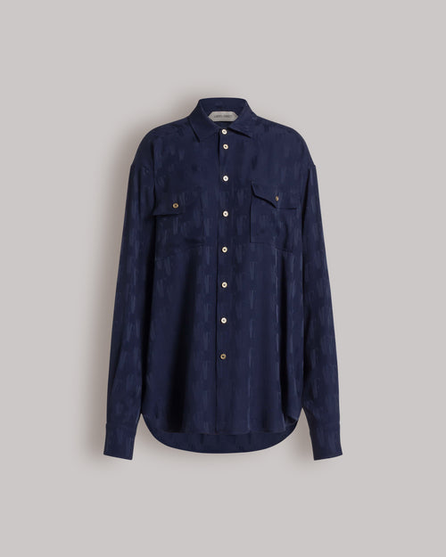Silk shirt with AF monogram Blue Alberta Ferretti Boutique Online 0