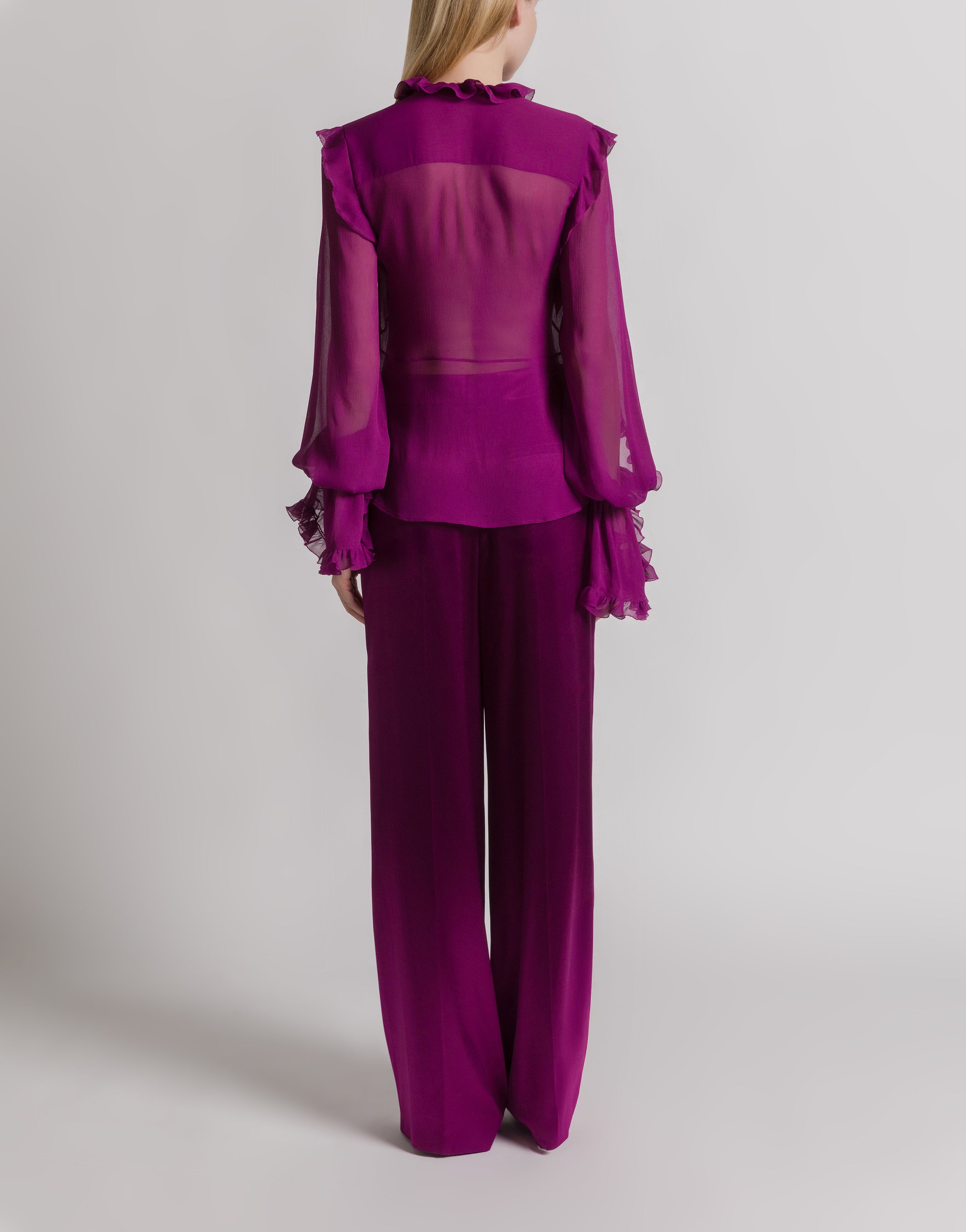 Silk creponne blouse with ruffles | Alberta Ferretti