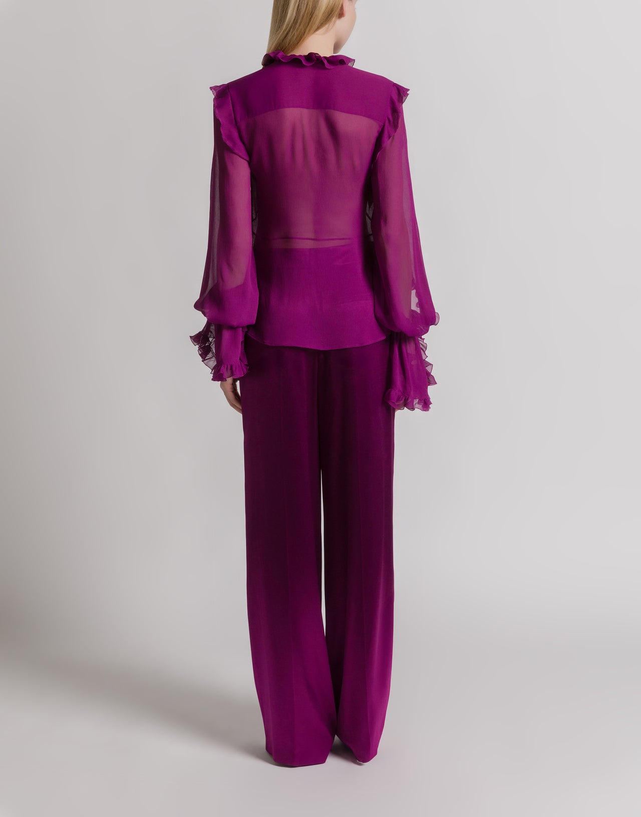Blusa de crepona de seda con volantes Violeta Alberta Ferretti Boutique Online 3