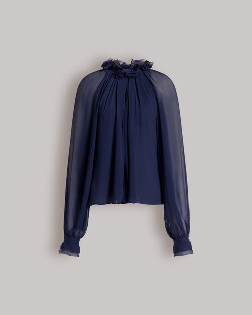 Silk creponne blouse Blue Alberta Ferretti Boutique Online 0