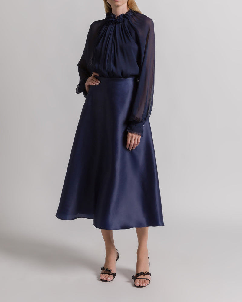 Camicetta in creponne di seta Blu Alberta Ferretti Boutique Online 1