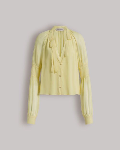 Silk creponne blouse with bow Yellow Alberta Ferretti Boutique Online 0