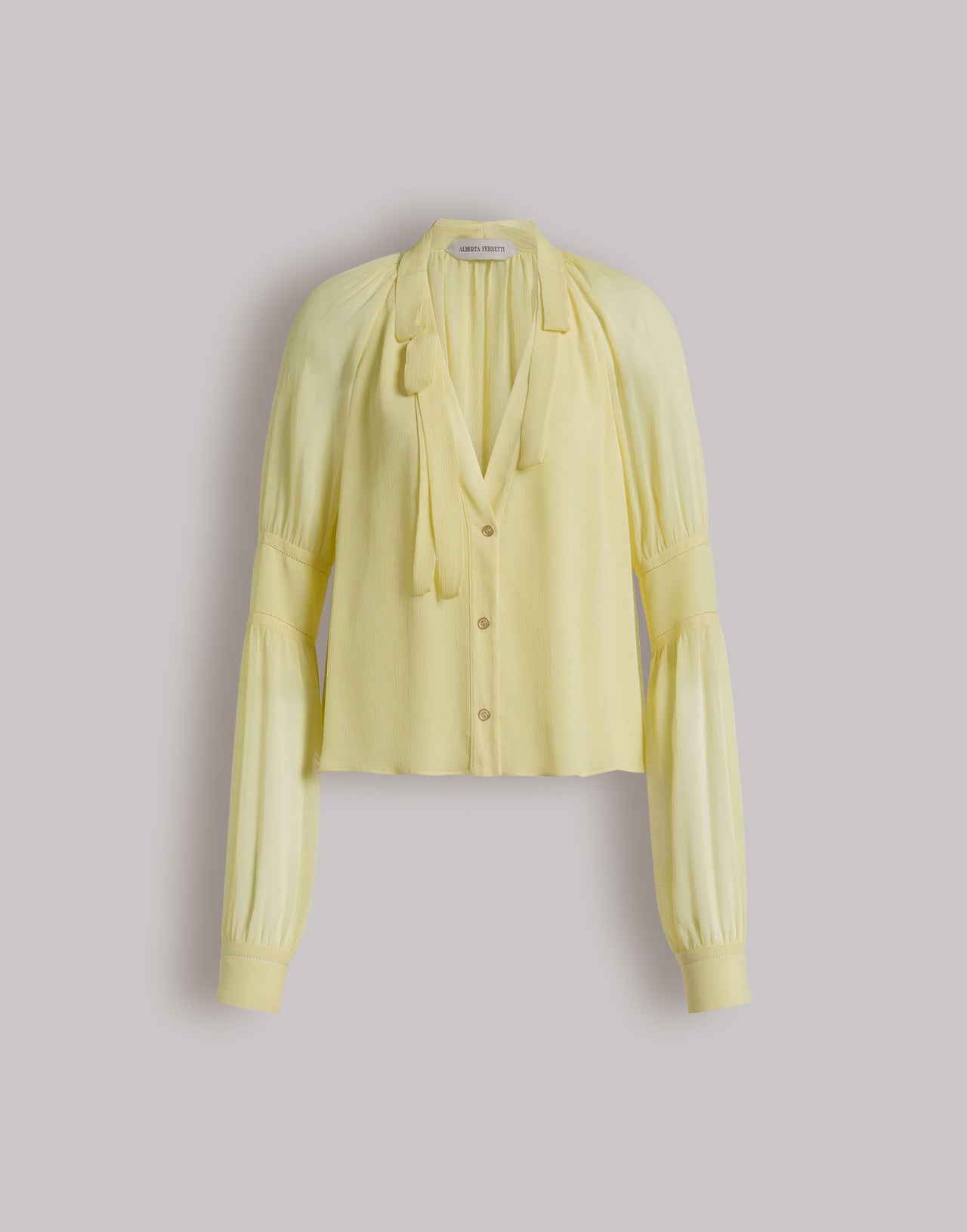 Blusa de seda crepona con lazo Amarillo Alberta Ferretti Boutique Online 1
