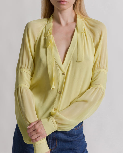 Silk creponne blouse with bow