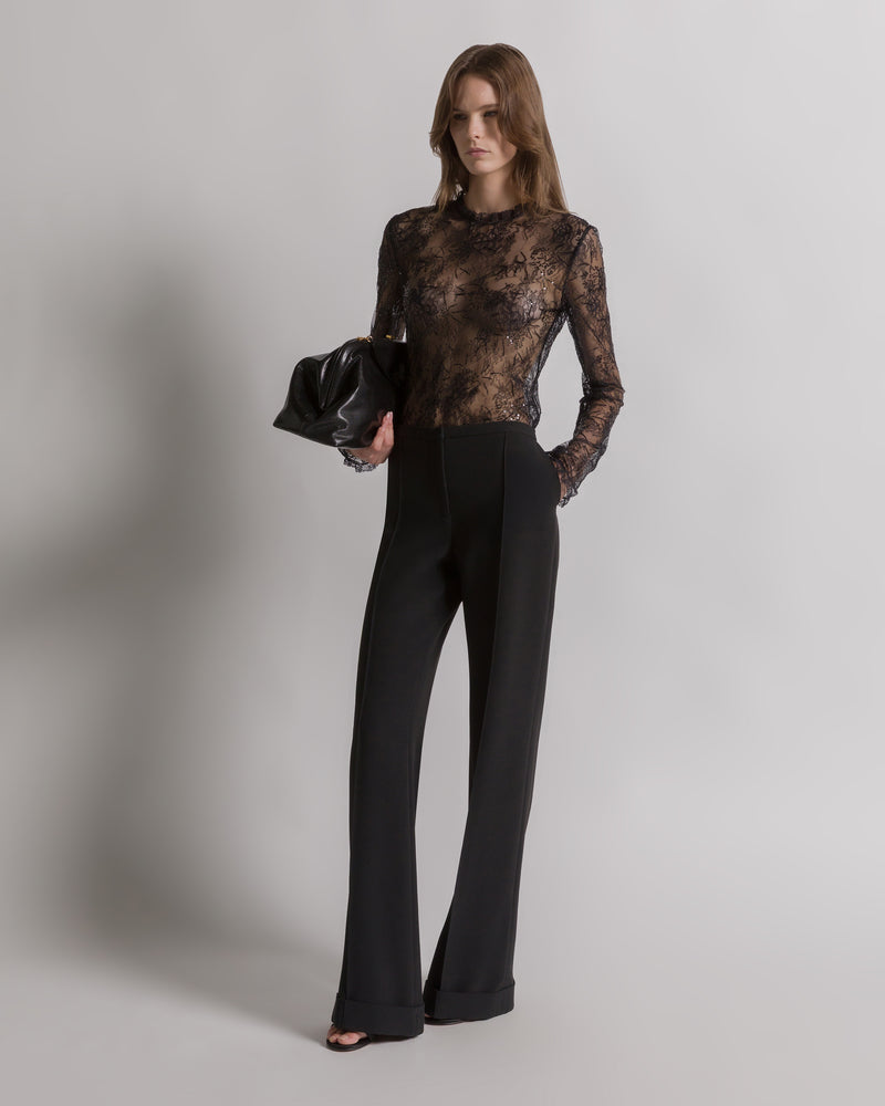 Embroidered lace blouse with sequins Black Alberta Ferretti Boutique Online 1