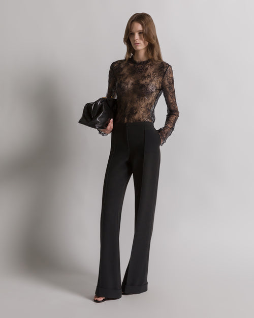 Embroidered lace blouse with sequins Black Alberta Ferretti Boutique Online 1