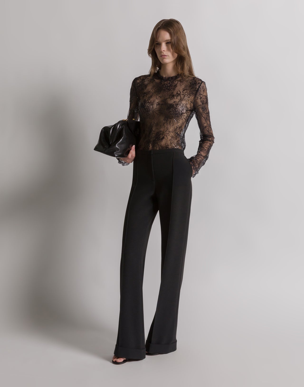 Embroidered lace blouse with sequins Black Alberta Ferretti Boutique Online 2