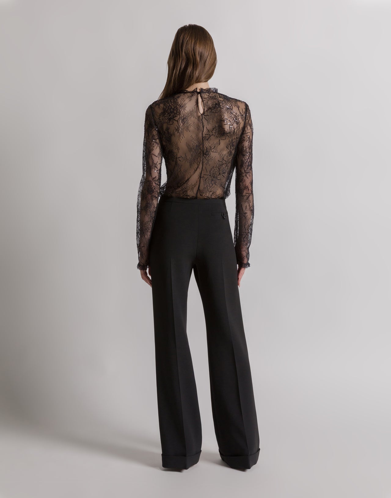 Embroidered lace blouse with sequins Black Alberta Ferretti Boutique Online 3