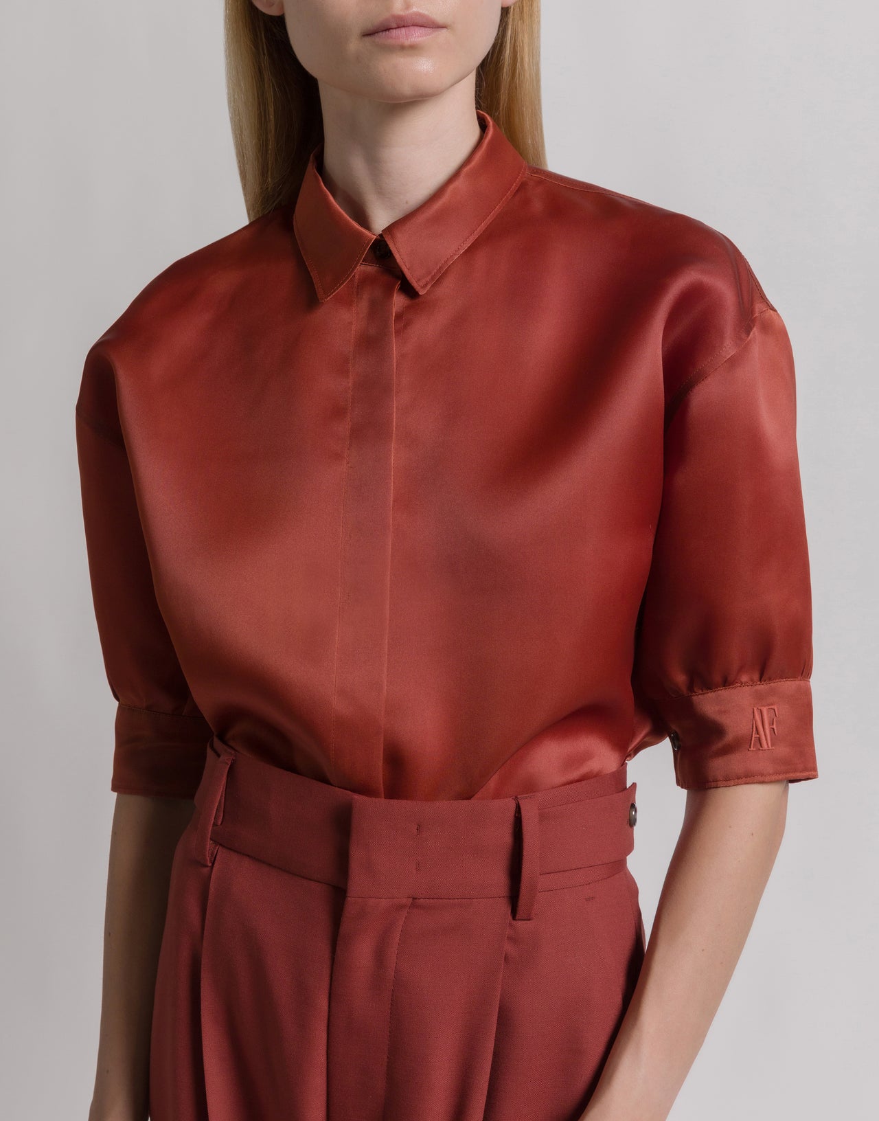 Camicetta in organza di seta Rosso Alberta Ferretti Boutique Online 4