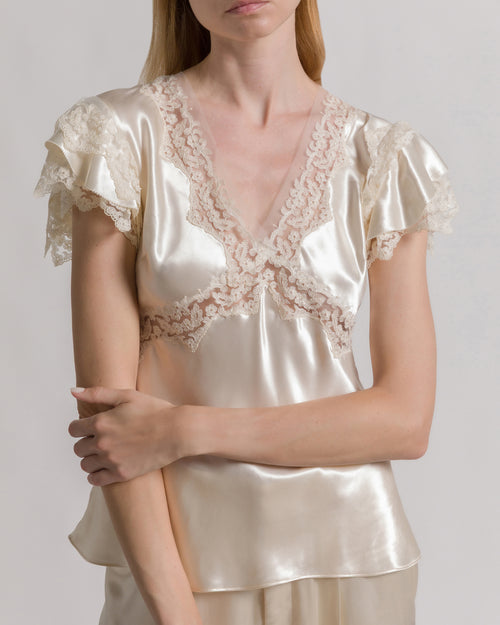 Topin raso con inserti in pizzo