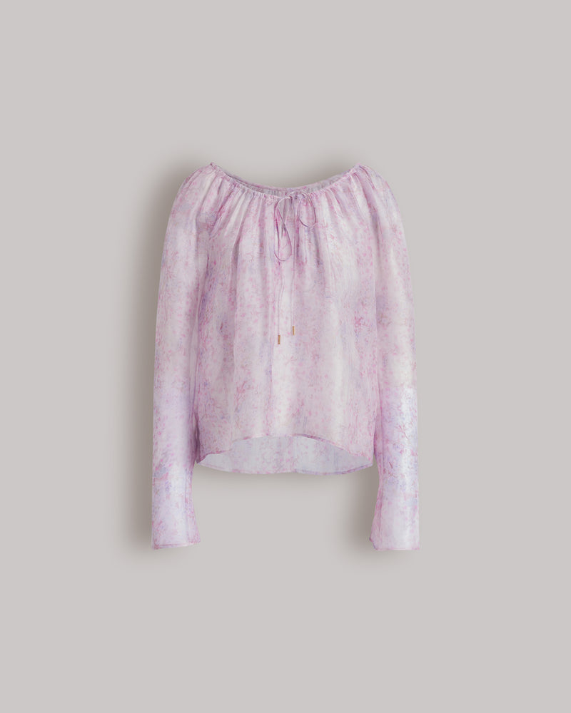 Silk organza blouse with floral print Purple Alberta Ferretti Boutique Online 0