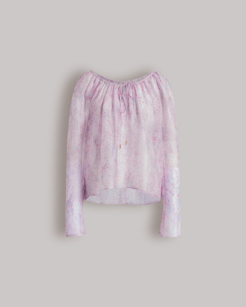 Silk organza blouse with floral print Purple Alberta Ferretti Boutique Online 0